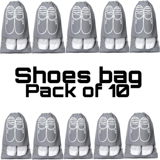 Travelling Shoe Storage Bags - Grey Pack of 10