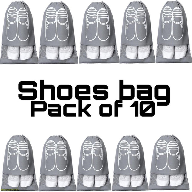 Travelling Shoe Storage Bags - Grey Pack of 10