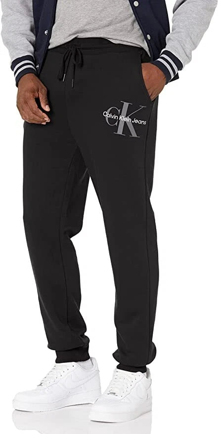 Calvin Klein Jeans Men's Fleece Jogger Pants – Pull-On Drawstring, Monogram Logo, Premium Sweatpants